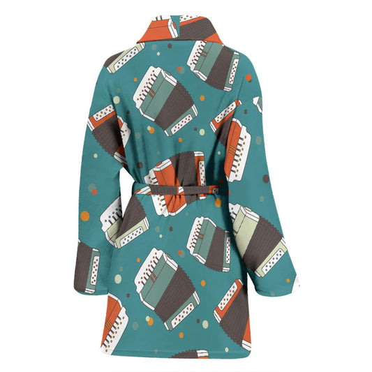 Accordion Pattern Print Design 02 Women Bathrobe