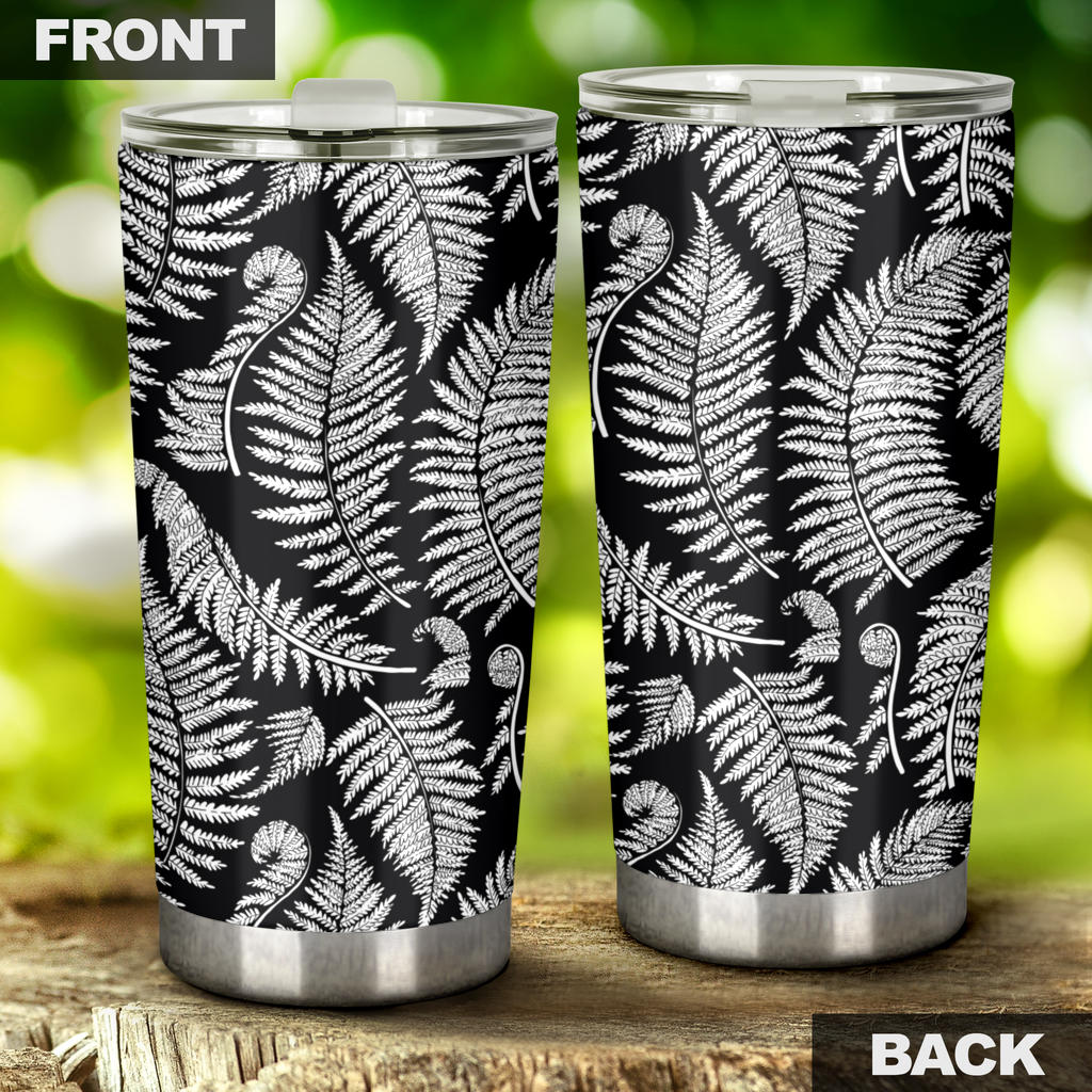 Fern Leave Black White Print Pattern Tumbler