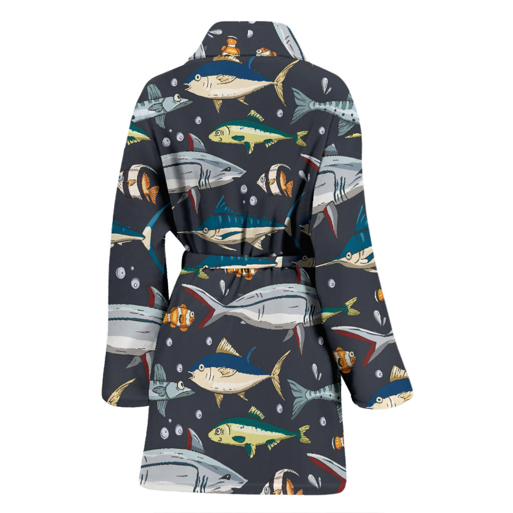 Swordfish Pattern Print Design 04 Women Bathrobe
