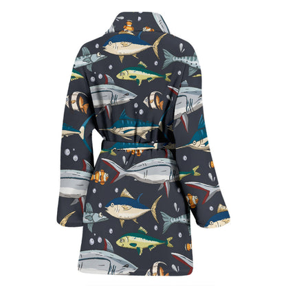 Swordfish Pattern Print Design 04 Women Bathrobe