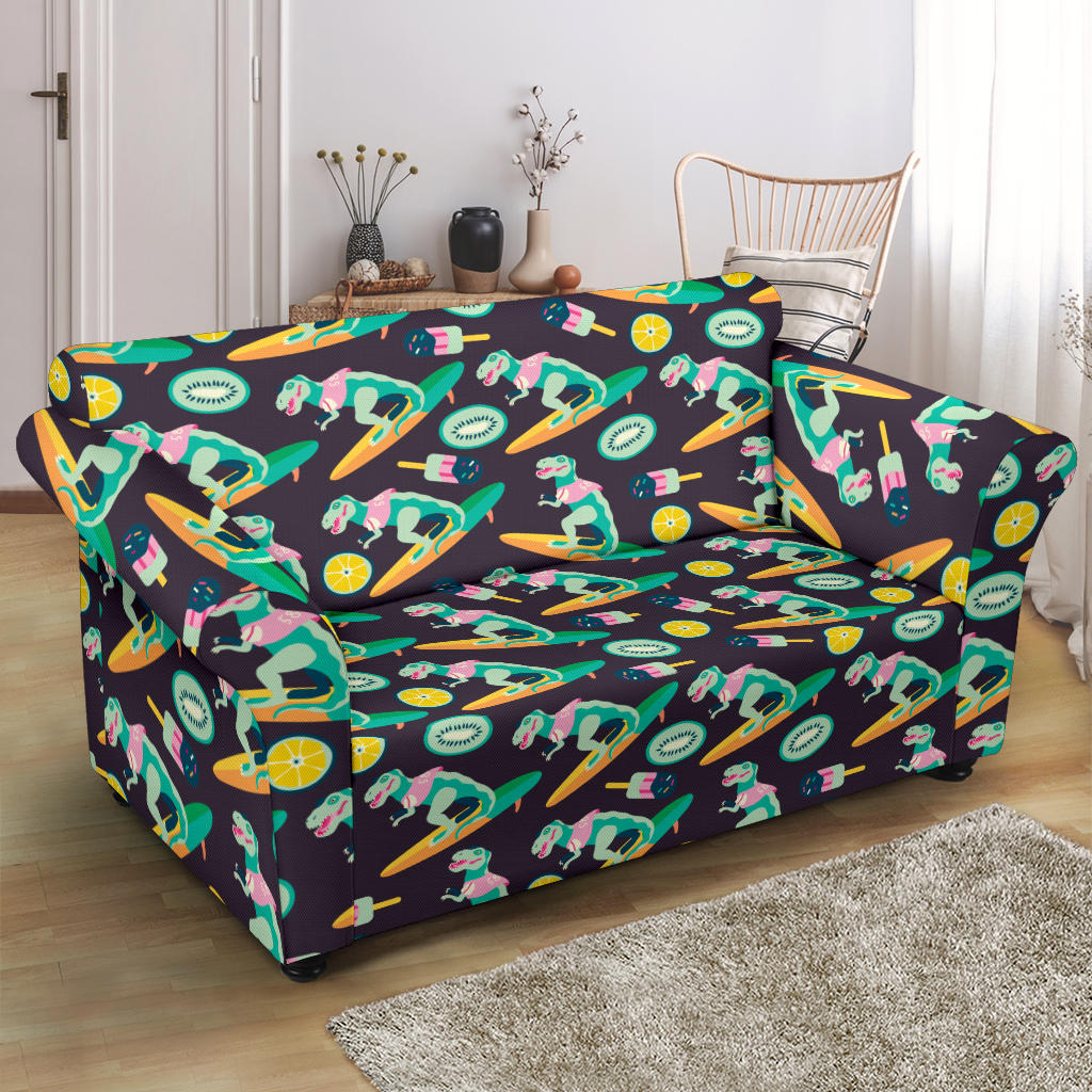 Surfboard T Rex Print Design LKS301 Loveseat Couch Slipcover