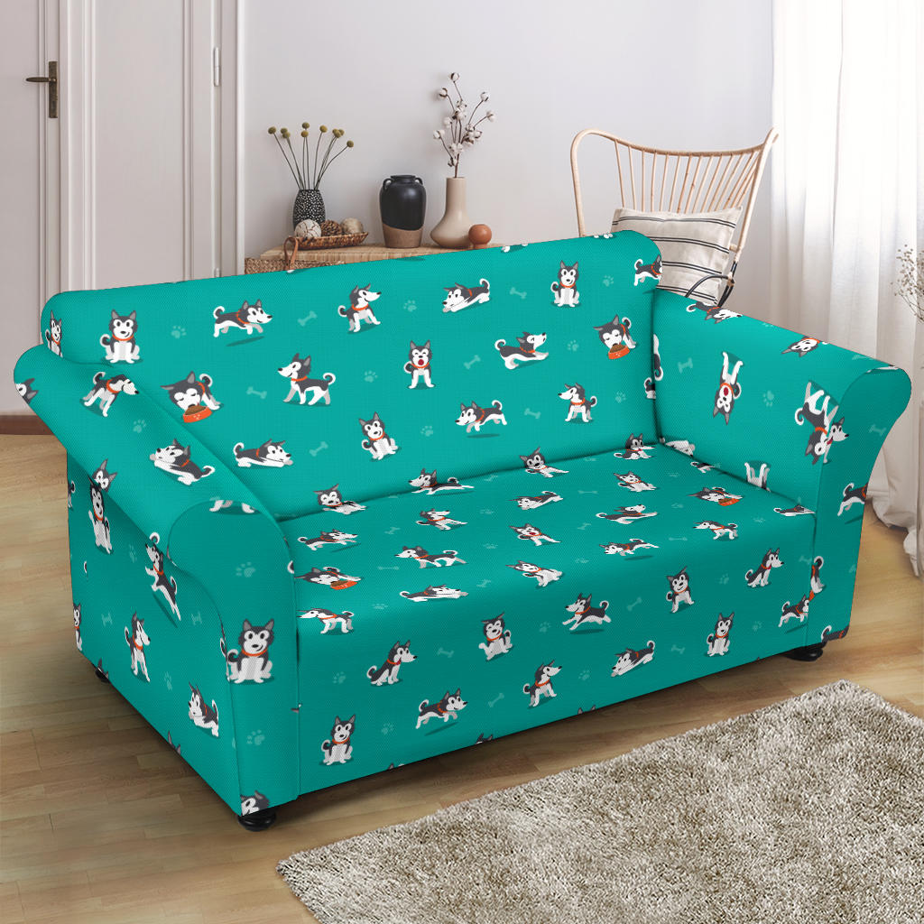 Siberian Huskies Print Design LKS303 Loveseat Couch Slipcover