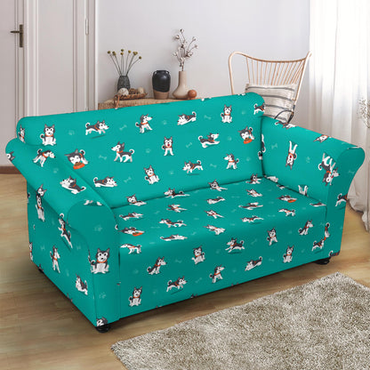Siberian Huskies Print Design LKS303 Loveseat Couch Slipcover