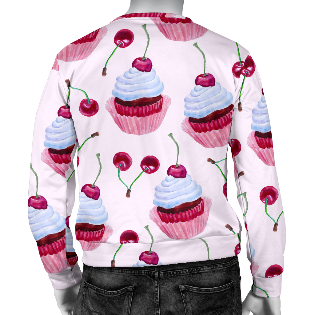 Cherry Cupcake Pink Pattern Men Long Sleeve Sweatshirt