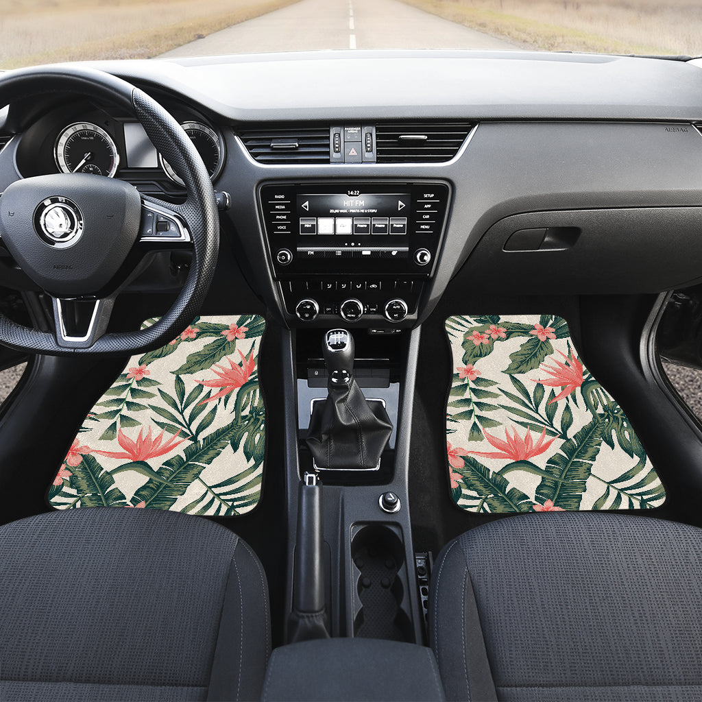 Tropical Flower Palm Leaves Car Floor Mats Front Back