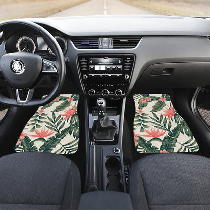 Tropical Flower Palm Leaves Car Floor Mats Front Back