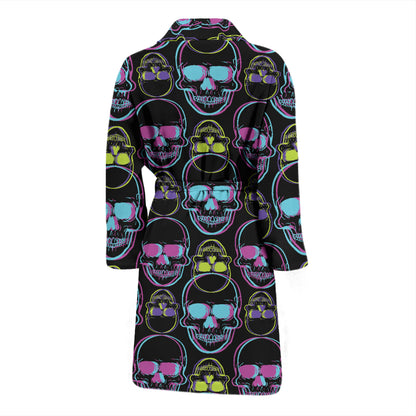 Skull 3D Colorful Print Design LKS309 Men Bathrobe