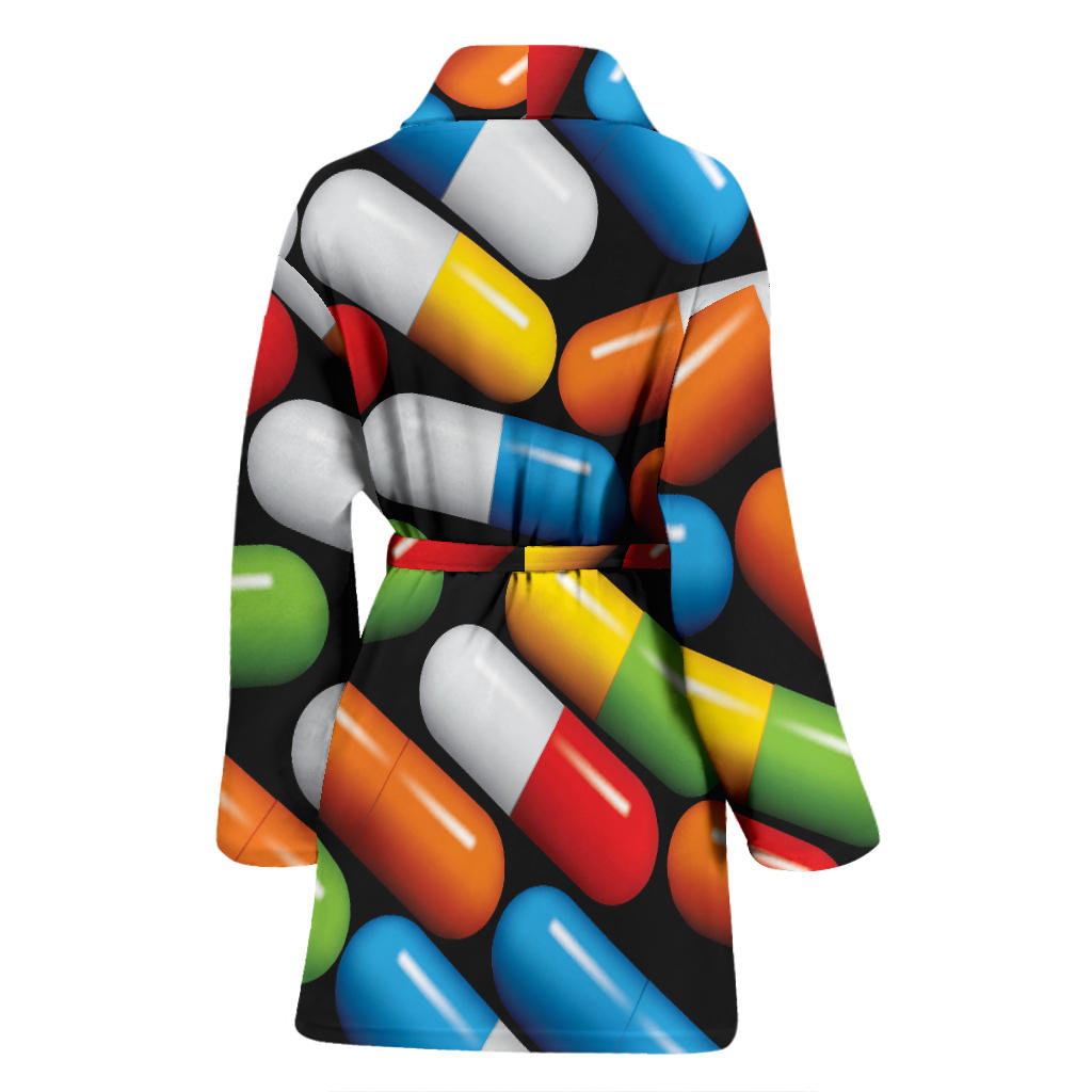 Pill Pattern Print Design A02 Women Bathrobe