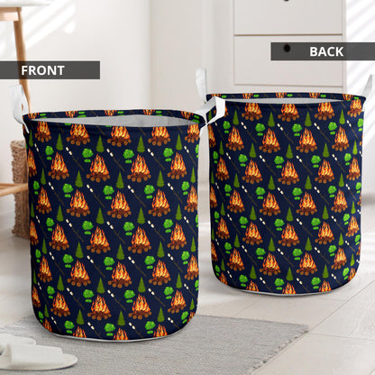 Camfire marshmallow Camping Design Print Laundry Basket