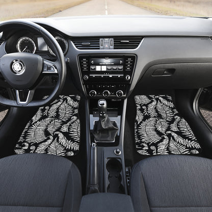 Fern Leave Black White Print Pattern Car Floor Mats Front Back