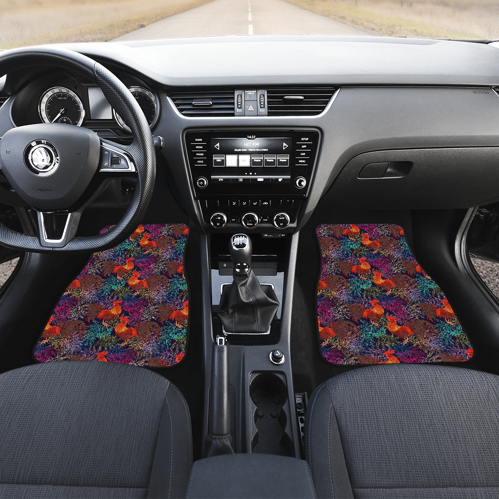 Rooster Print Style Car Floor Mats Front Back