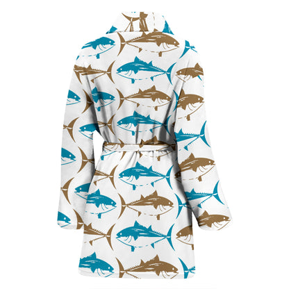 Tuna Fish Print Design LKS301 Women Bathrobe