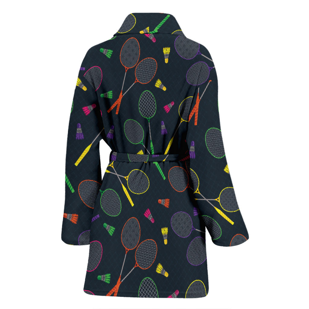 Badminton Pattern Print Design 04 Women Bathrobe