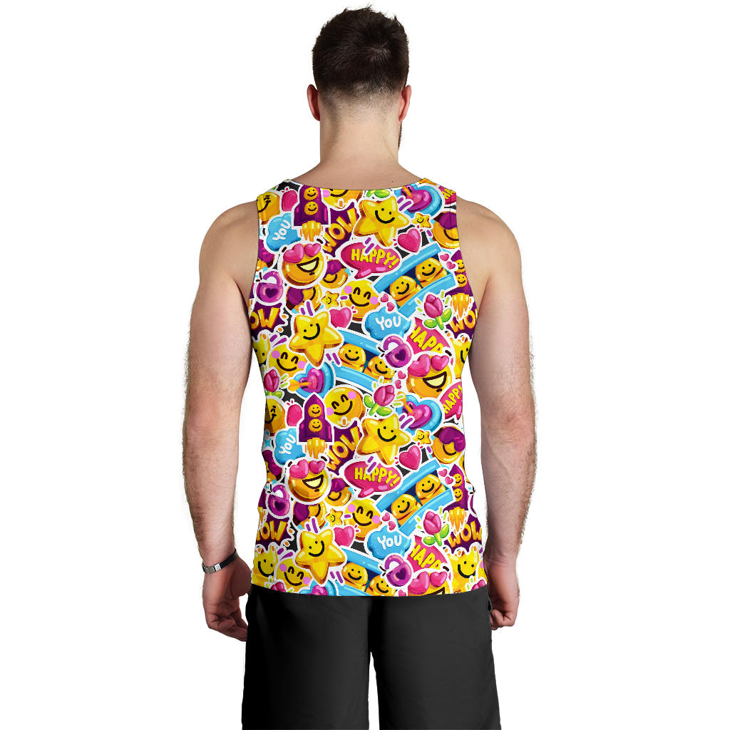 Emoji Sticker Print Pattern Men Tank Top