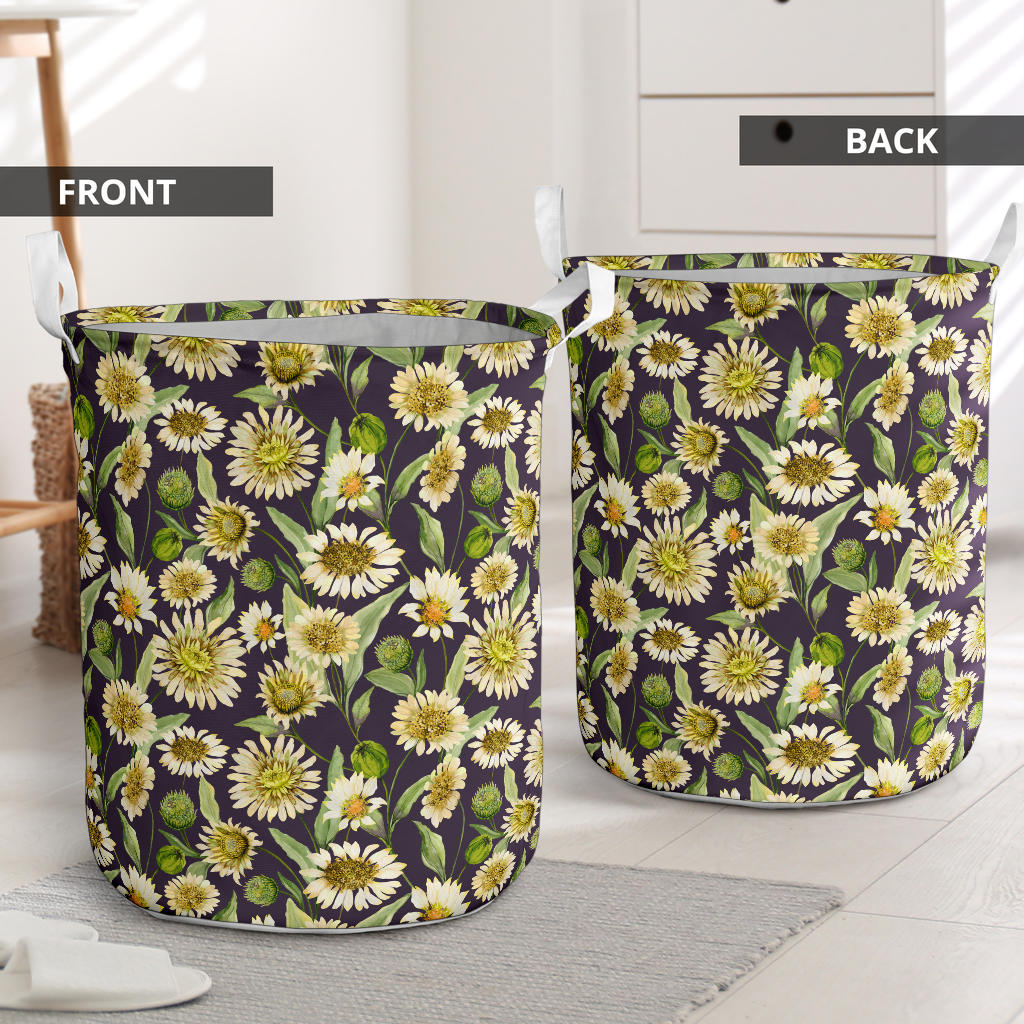 Daisy Vintage Print Pattern Laundry Basket