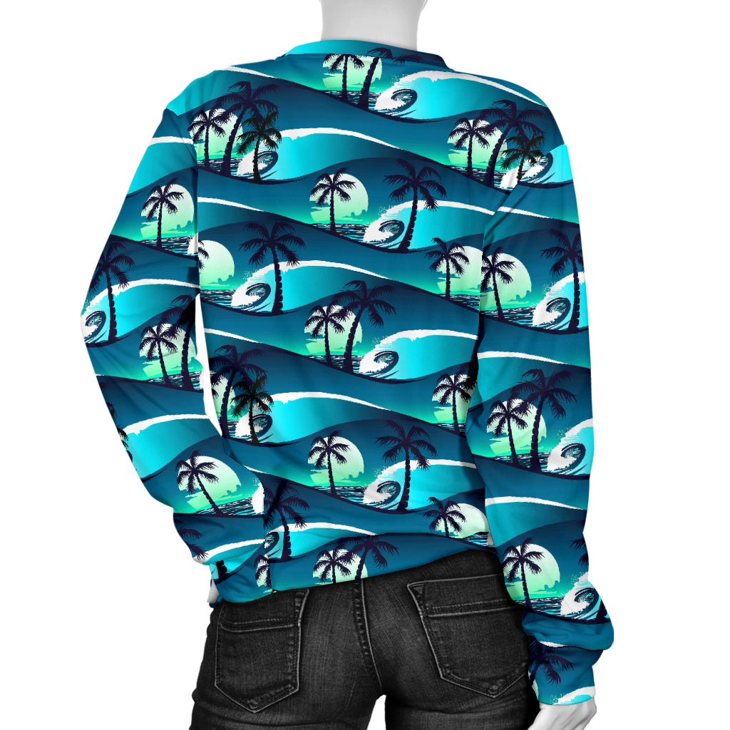 Beach Wave Design Print Women Long Sleeve Sweatshirt