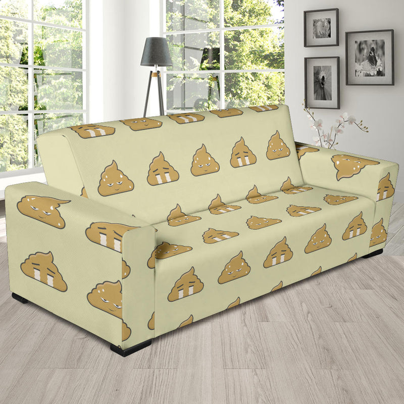 Poop Emoji Pattern Print Design A04 Sofa Slipcover