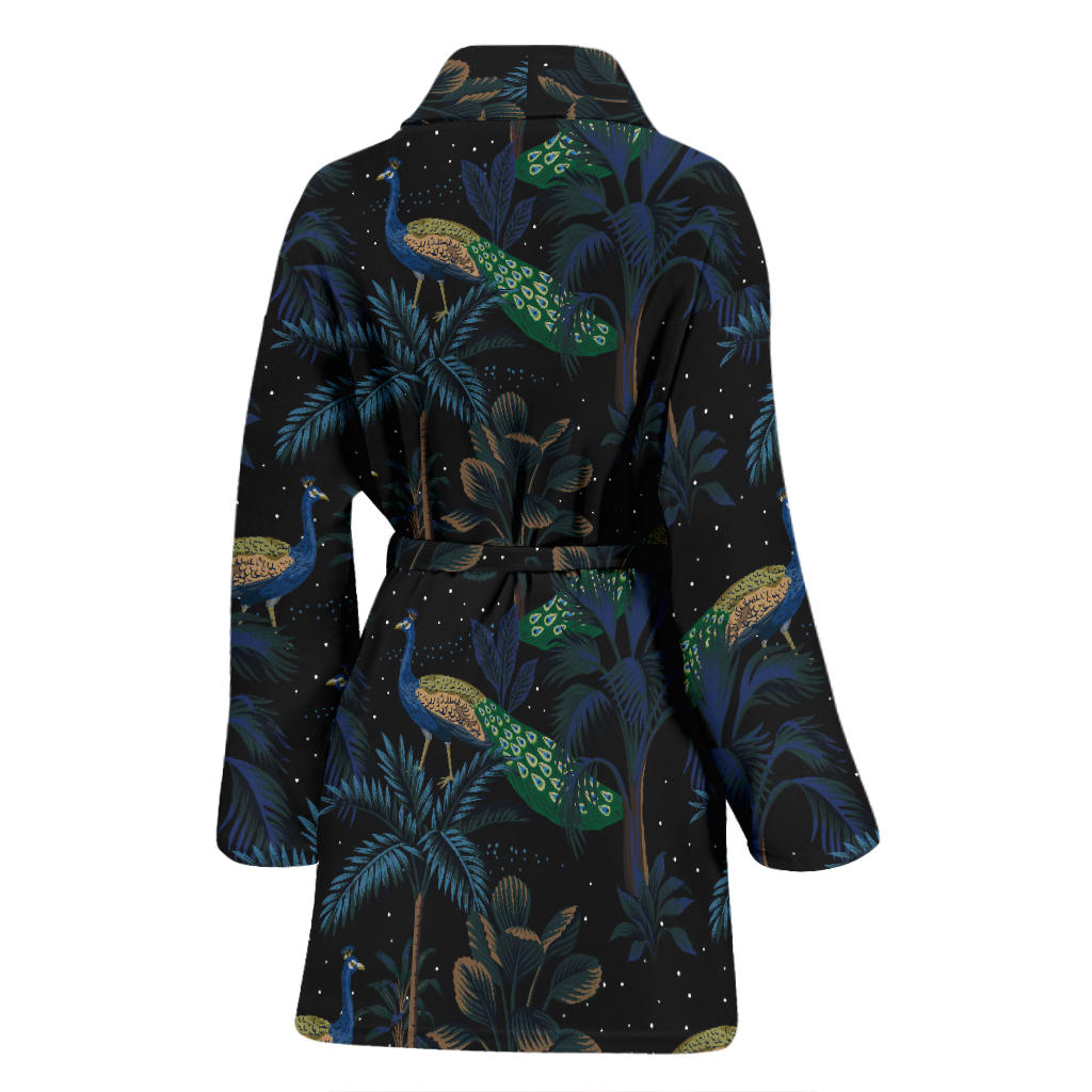 Rainforest Peacock Pattern Print Design A04 Women Bathrobe