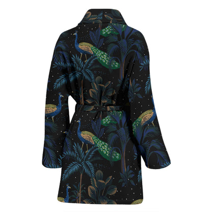 Rainforest Peacock Pattern Print Design A04 Women Bathrobe