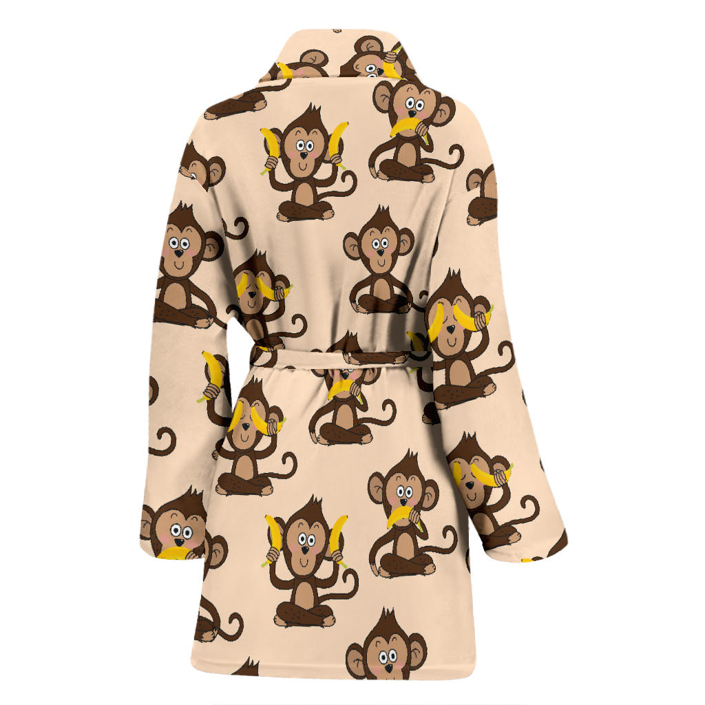 Monkey Pattern Print Design 03 Women Bathrobe