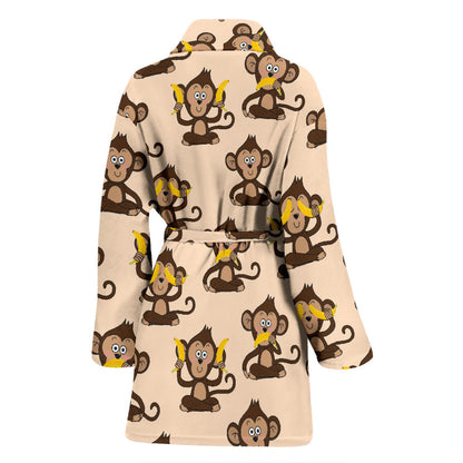 Monkey Pattern Print Design 03 Women Bathrobe