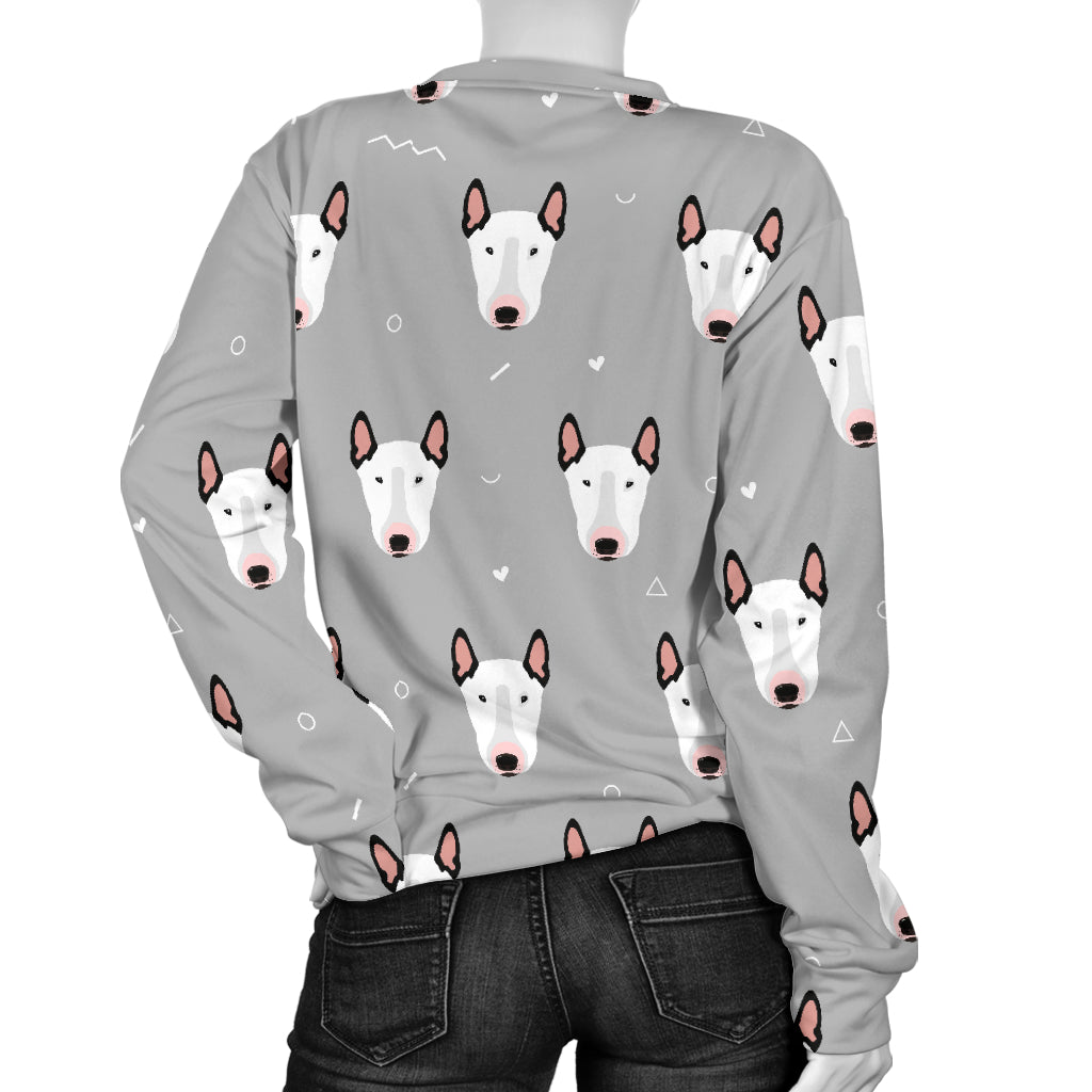 Bull Terrier Head Print Pattern Women Long Sleeve Sweatshirt
