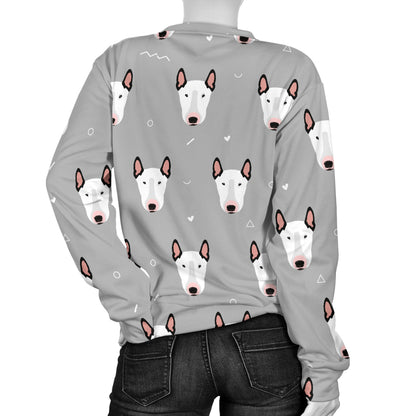 Bull Terrier Head Print Pattern Women Long Sleeve Sweatshirt