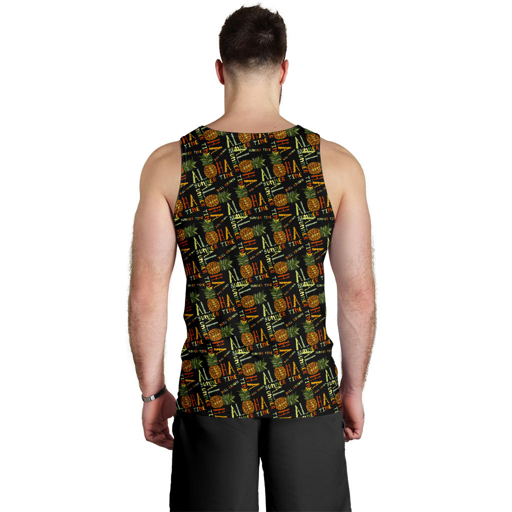 Aloha Hawaii Time Design Themed Print Men Tank Top