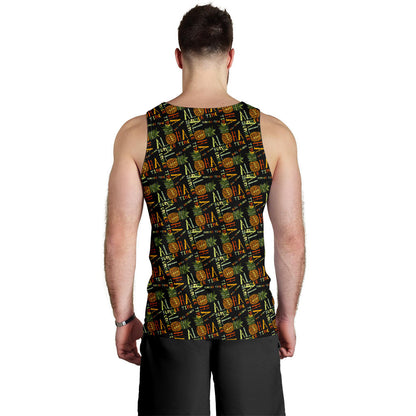 Aloha Hawaii Time Design Themed Print Men Tank Top