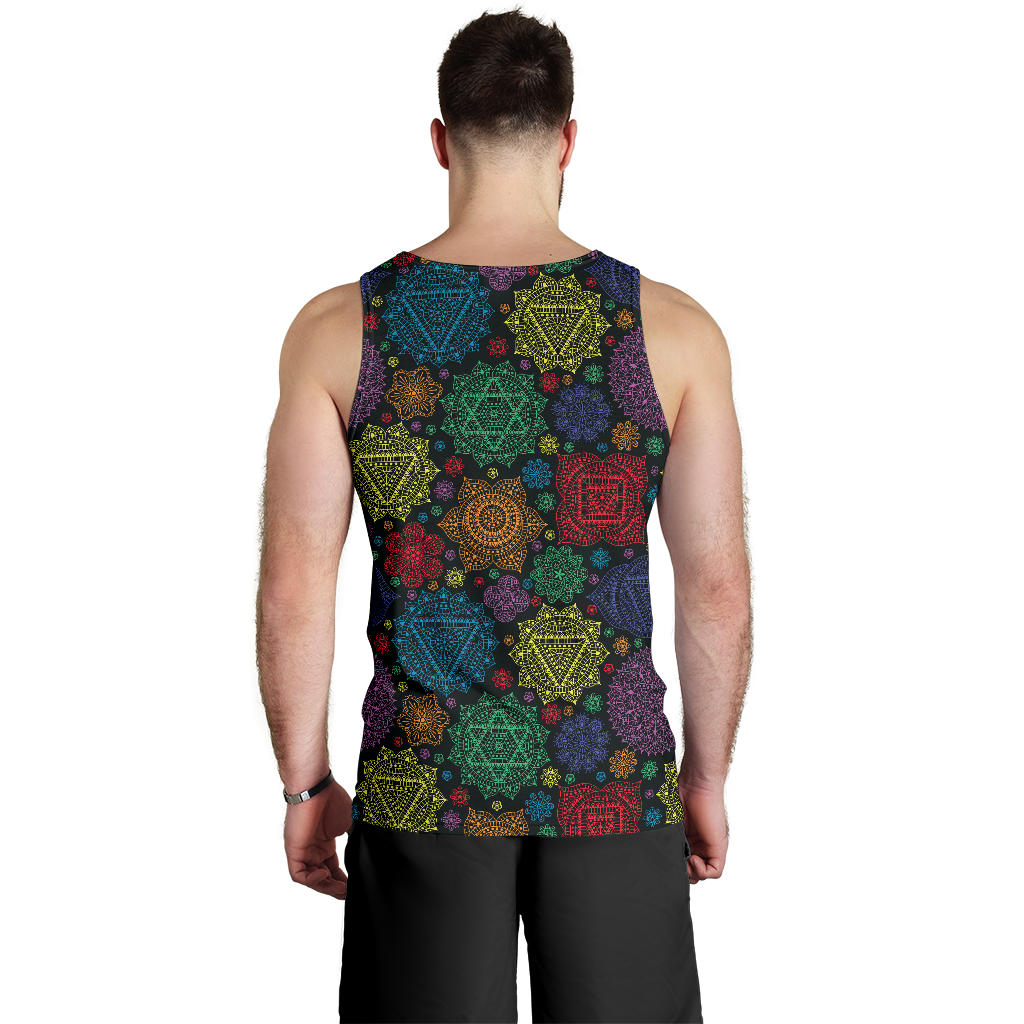Chakra Mandala Print Pattern Men Tank Top