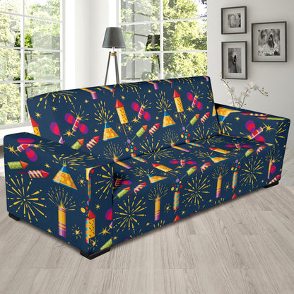 Firework Sparkling Rockets Print Design LKS306 Sofa Slipcover