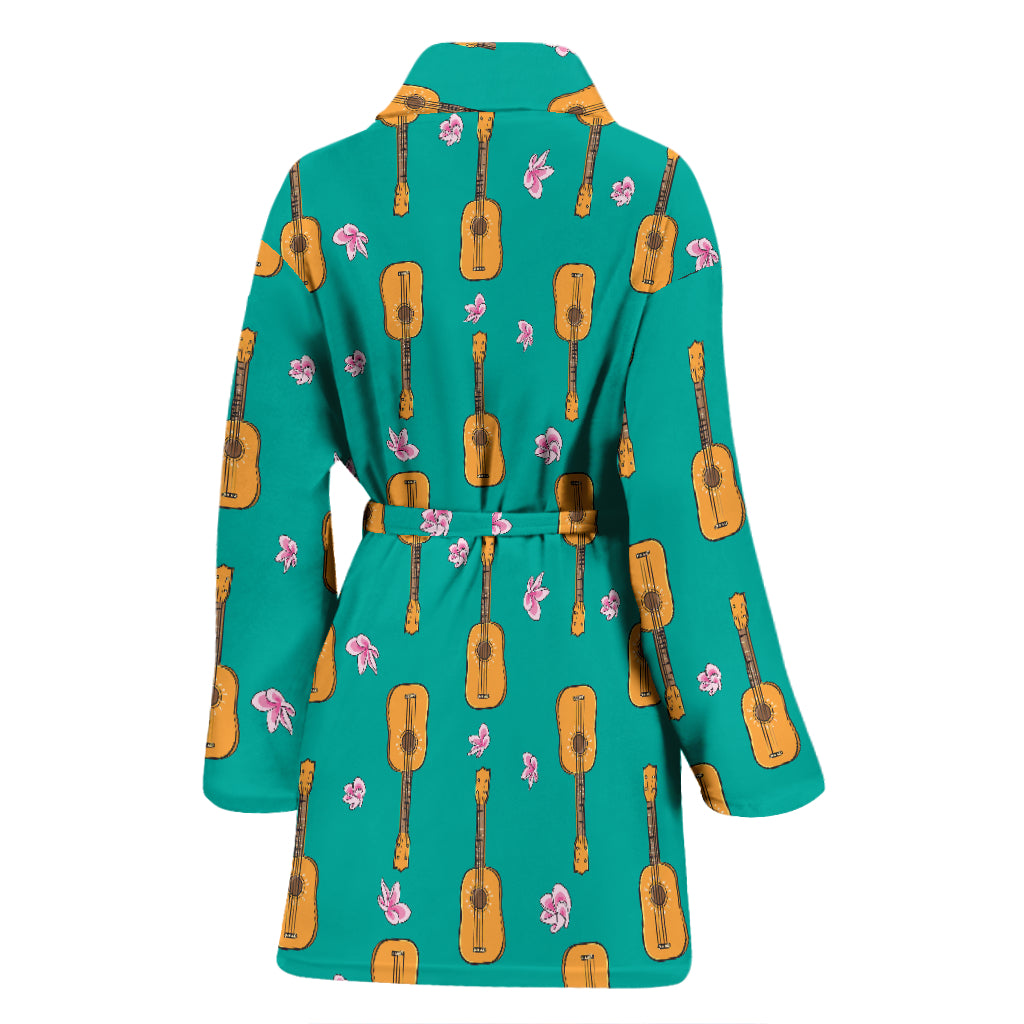 Ukulele Print Design LKS403 Women Bathrobe