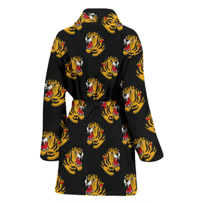 Tiger Head Print Design LKS306 Women Bathrobe