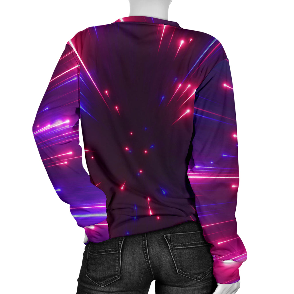 Celestial Purple Blue Neon Speed Light Women Long Sleeve Sweatshirt