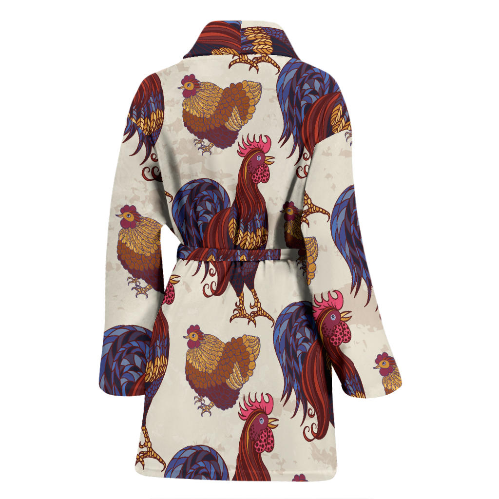 Rooster Pattern Print Design A03 Women Bathrobe