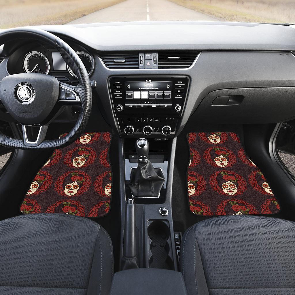 Day of the Dead Mexican Girl Car Floor Mats Front Back