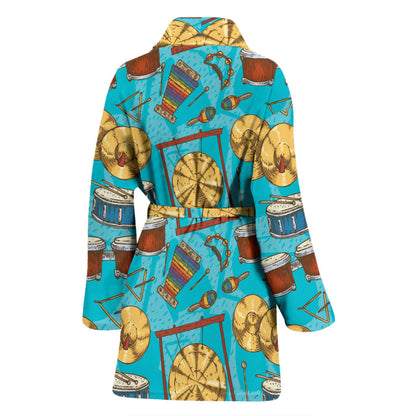 Percussion Pattern Print Design 03 Women Bathrobe