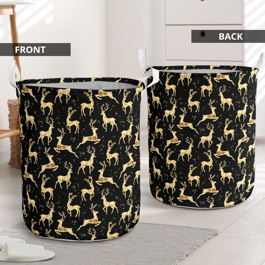 Deer Gold Pattern Laundry Basket