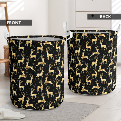 Deer Gold Pattern Laundry Basket