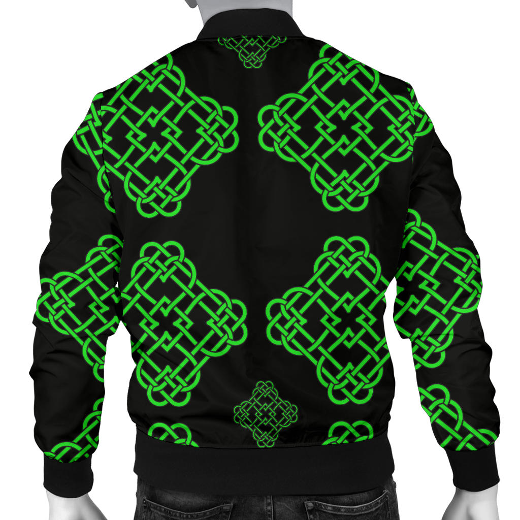 Celtic Knot Green Neon Design Men Bomber Jacket