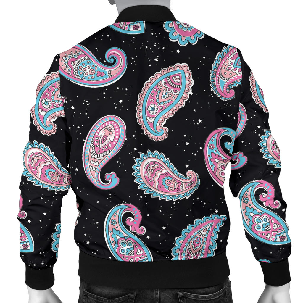 Paisley Pink Design Mandala Print Men Bomber Jacket