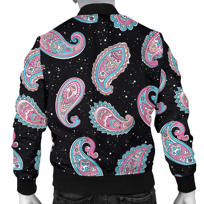 Paisley Pink Design Mandala Print Men Bomber Jacket