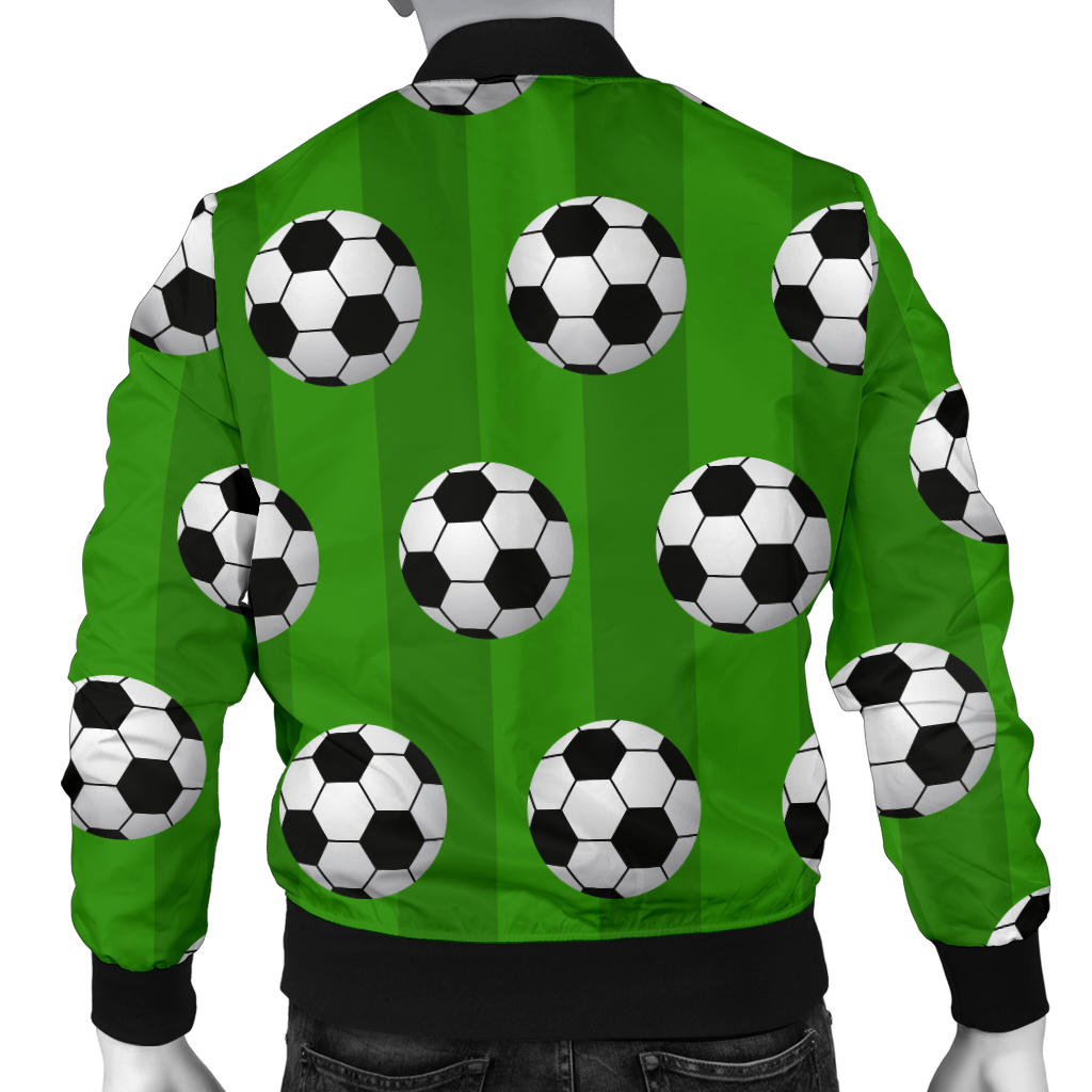 Soccer Ball Green Backgrpund Print Men Bomber Jacket