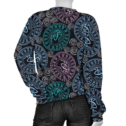Eye of Horus Ethnic Pattern Women Long Sleeve Sweatshirt