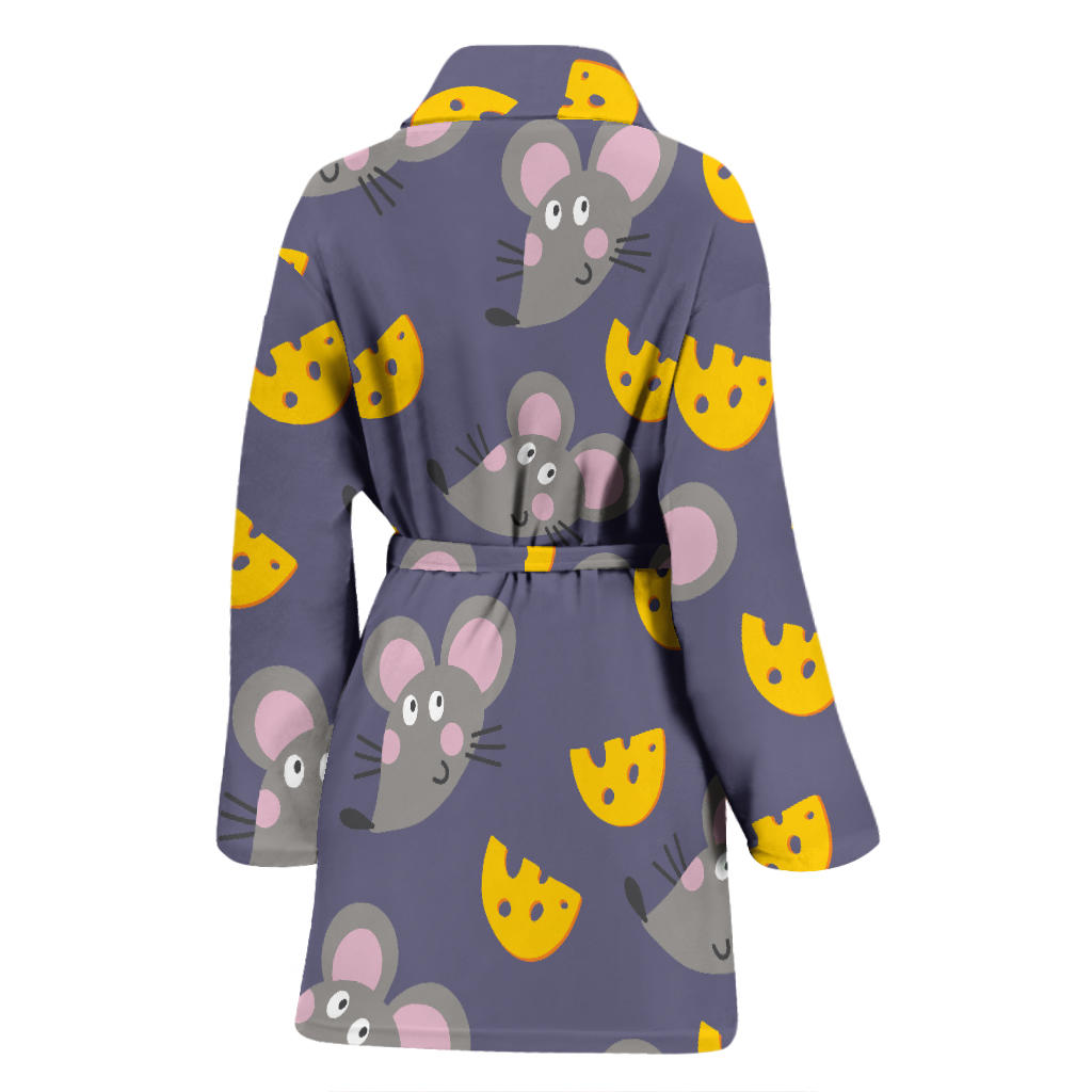 Rat With Cheese Pattern Print Design 01 Women Bathrobe