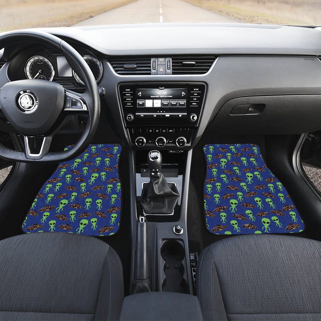 Alien Green UFO Pattern Car Floor Mats Front Back