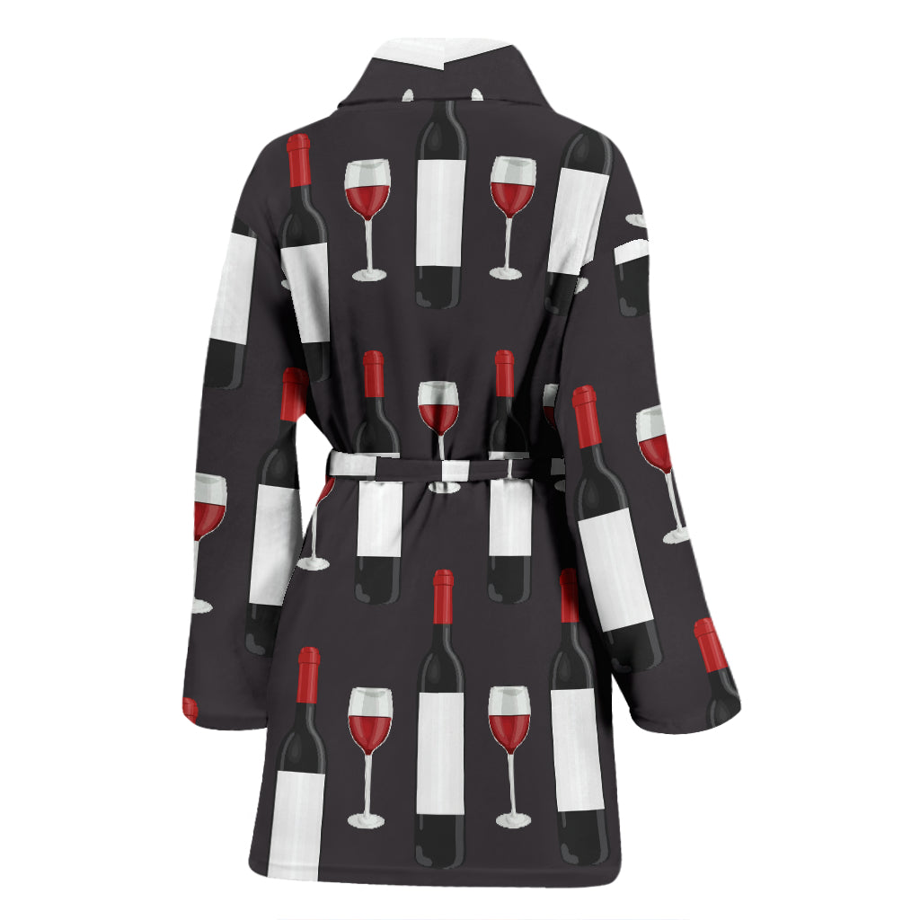 Wine Print Design LKS309 Women Bathrobe