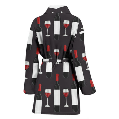 Wine Print Design LKS309 Women Bathrobe