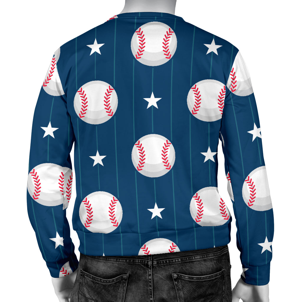 Baseball Star Print Pattern Men Long Sleeve Sweatshirt