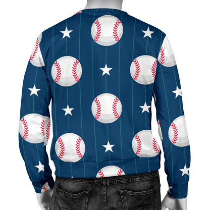 Baseball Star Print Pattern Men Long Sleeve Sweatshirt